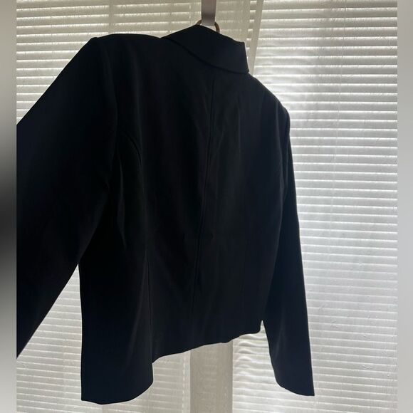 MK XL Black Gold Tone Buttons Collared Crop Professional Blazer Suit Jacket - Picture 4 of 12